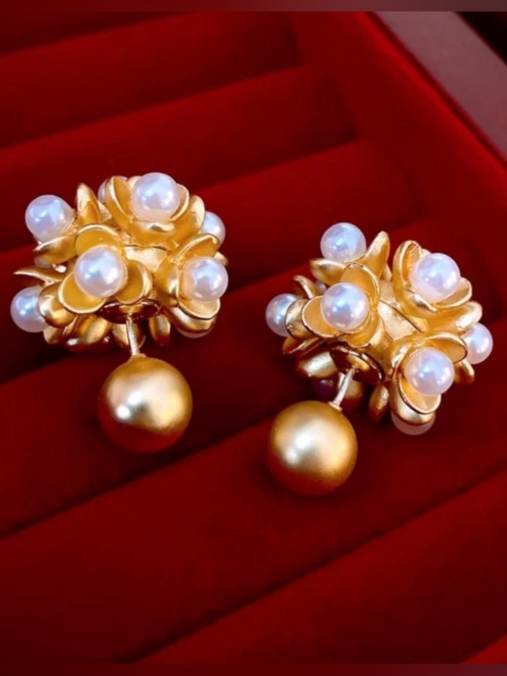Versatile Floral Pearl Cluster Drop Earrings - Elegant Women Jewelry